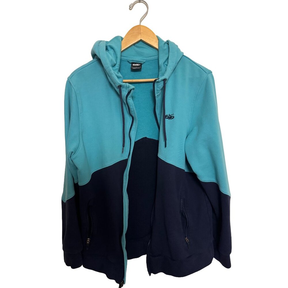 Vintage Nike 6.0 Aqua and Dark Blue Zip-Up Hoodie
